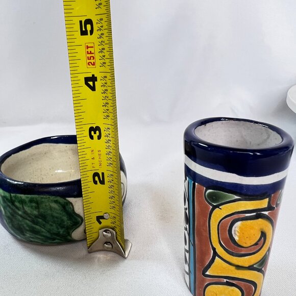 Talavera Mexican Pottery Set Vintage Hand-Painted Shot Glass & Bowl 2 pcs. - Picture 8 of 10